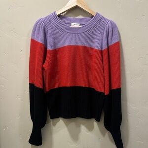 A.L.C. Red, Purple, and Black Colorblock Sweater, Size Medium